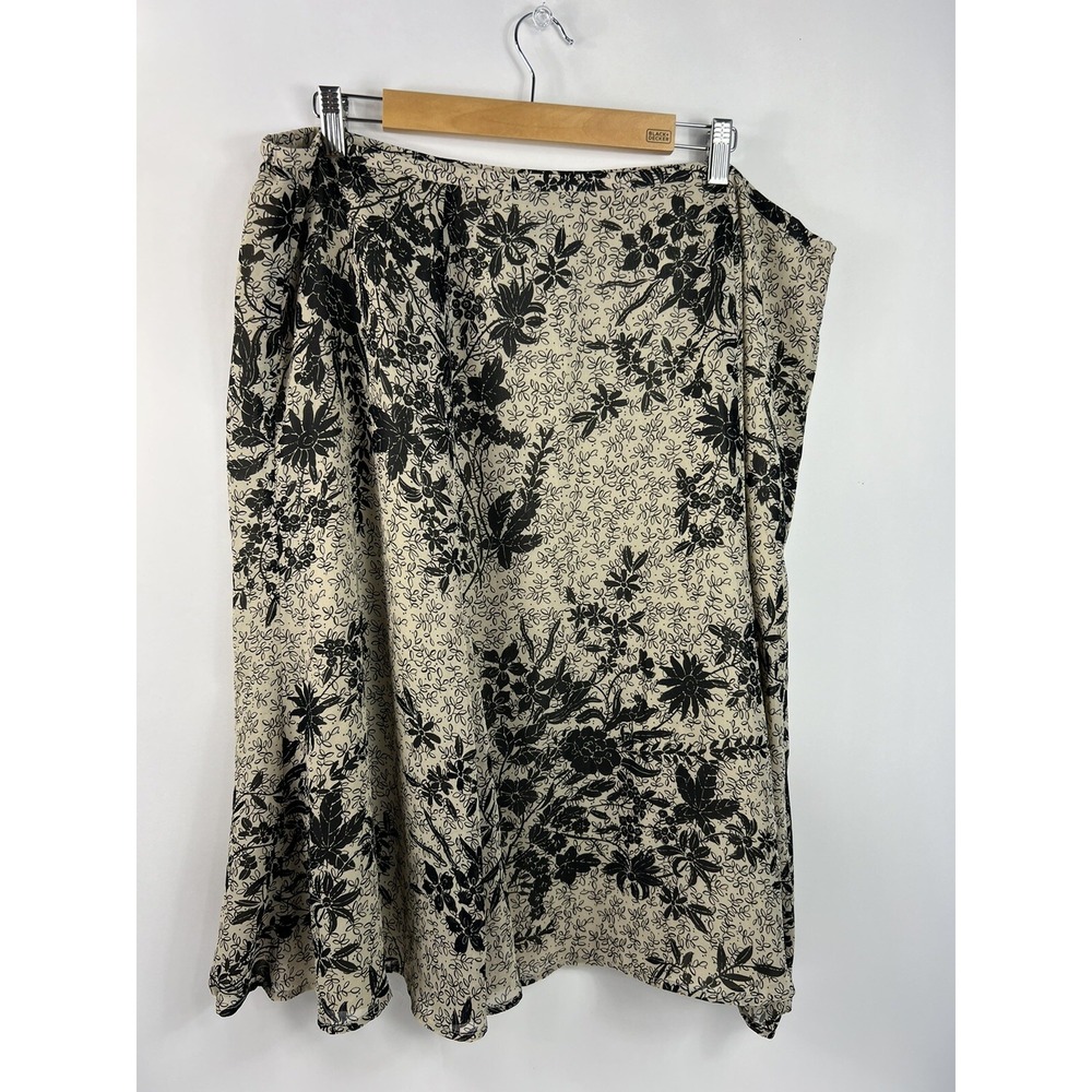 Evan-Picone Pullover Wrap Women's Sz 20W Brown Floral Hidden Side Neck Zip‎